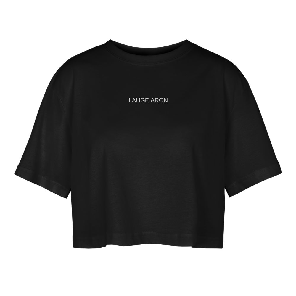 Oversize cropped T-shirt til damer - sort