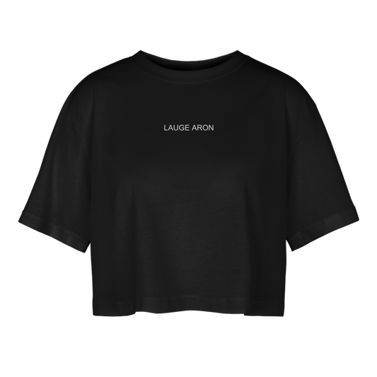 Oversize cropped T-shirt til damer - sort