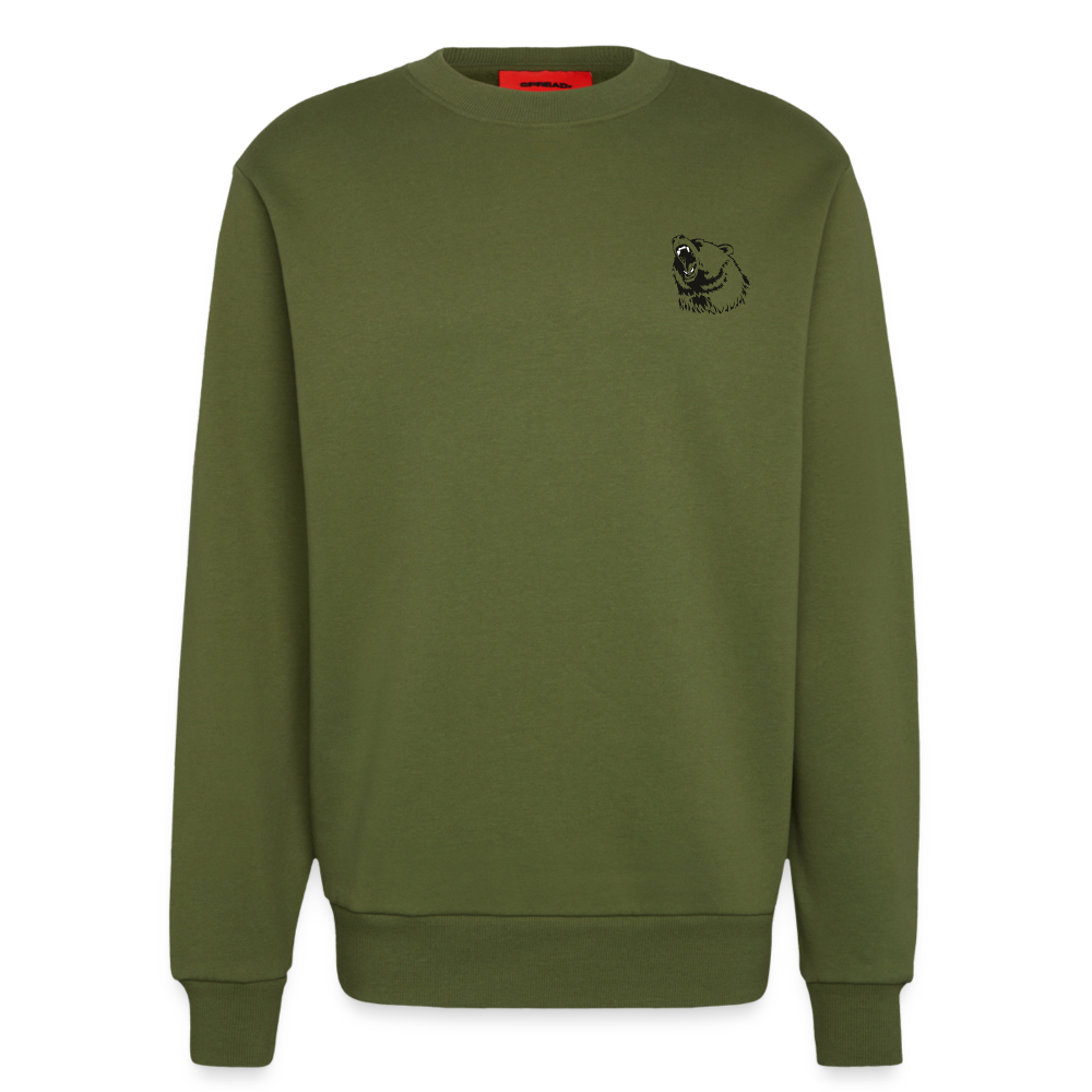 Organic relaxed trøje med crewneck made in EU - MOSS GREEN