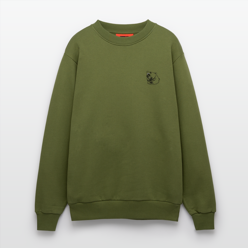 Organic relaxed trøje med crewneck made in EU - MOSS GREEN